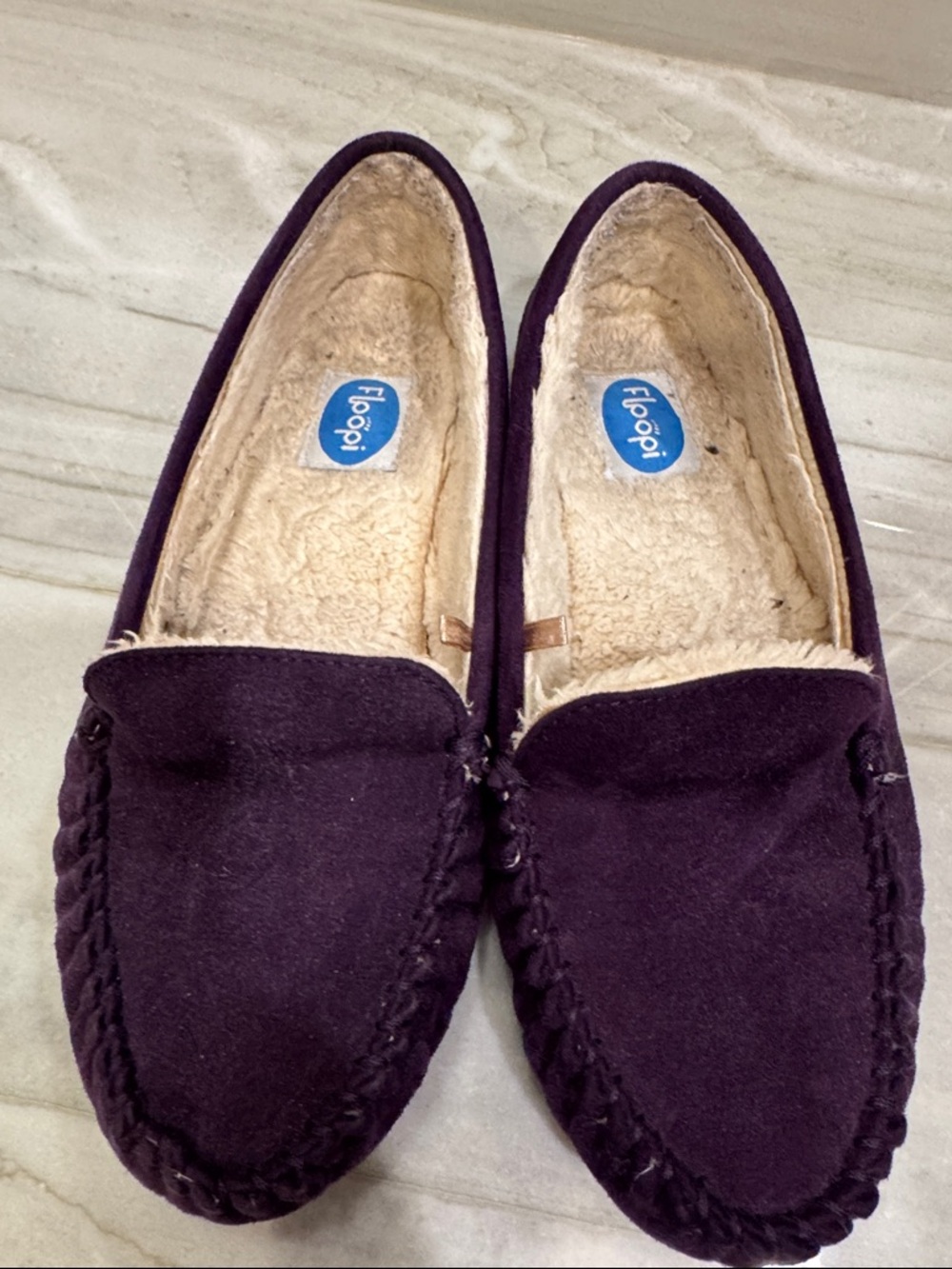 Women's Purple Faux-Suede Fleece-Lined Slippers 9